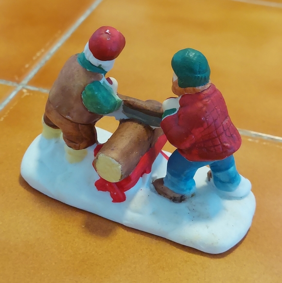 Lemax Two-man Saw Log Christmas Village Figurine - Picture 4 of 6